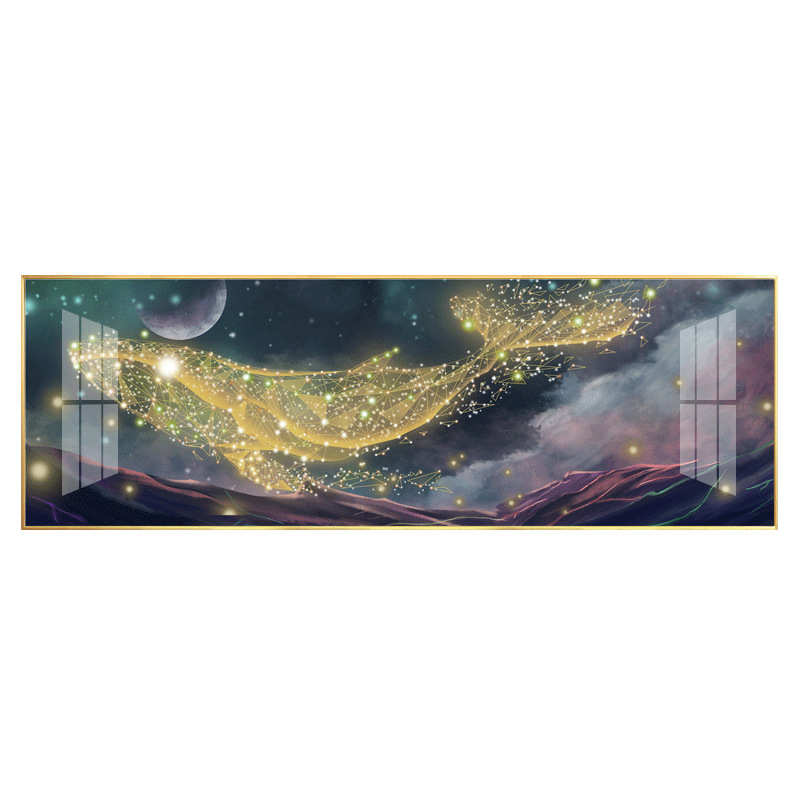装饰画简约横卧室奢轻床头背景壁画沙发挂画卡通版墙瓷儿童现代晶图片