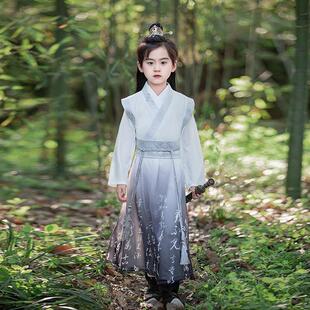 汉服男童帅气儿童古装女童唐朝古诗朗诵侠客公子书生国学演出服装