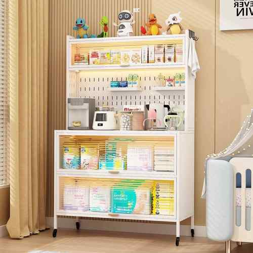 婴儿喂养台防尘翻盖收纳柜宝宝用品置物架玩具奶粉置物架储物柜子