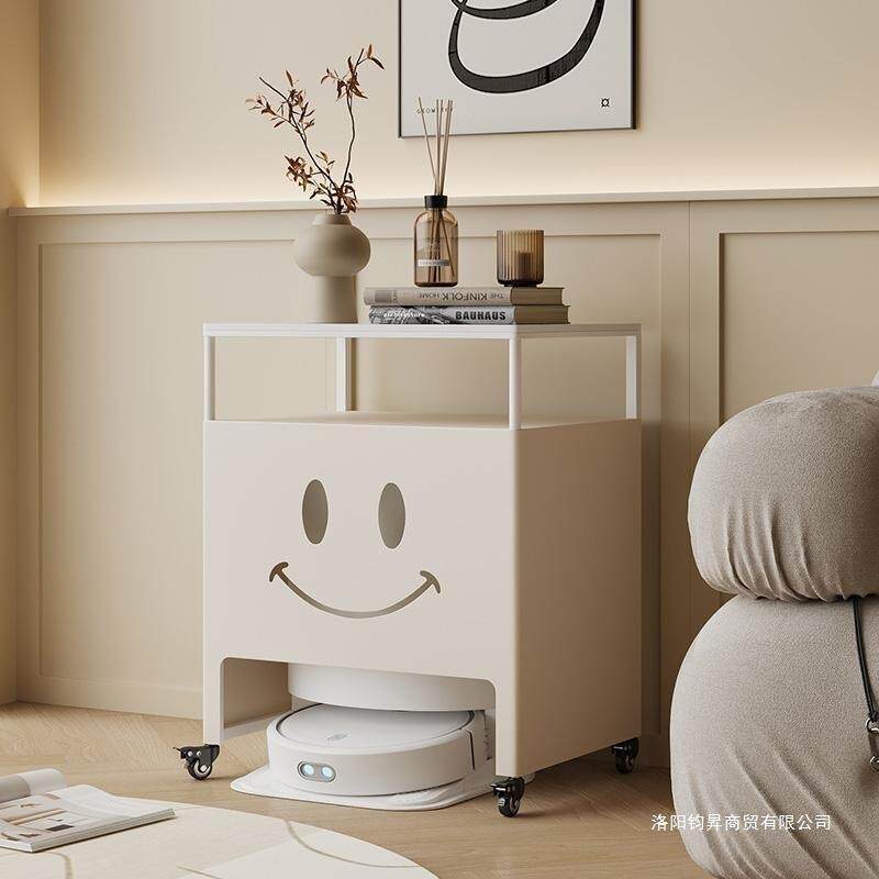 扫地机上方置物架带轮子扫地机器人基站遮挡柜隐藏收纳柜沙发边柜