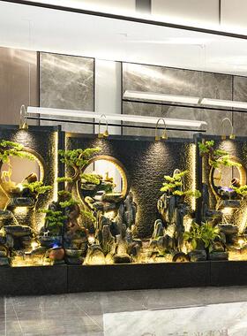 新中式水幕墙流水屏风假山喷泉摆件公司酒店背景墙庭院水景观装饰