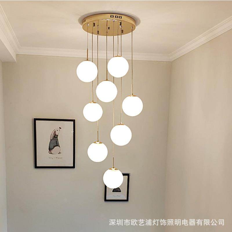 复式楼梯吊灯北欧中空楼别墅大现代简约旋转楼梯灯长家居