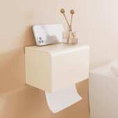 太空铝奶白卫生间纸巾盒壁挂抽纸盒卫生纸卷纸置物架防水厕所纸盒