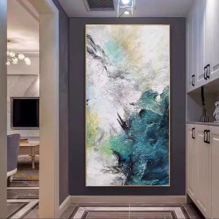 纯手绘肌理抽象装饰画现代简约客厅玄关挂画大尺寸落地画立体油画