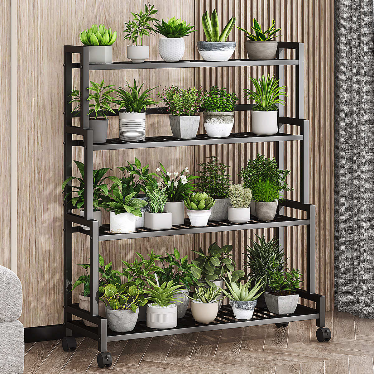 花架子客厅落地式置物架阳台多肉花盆托架斜梯形铁艺植物摆放层架