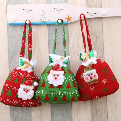 Christmas Gift Bags Set Plush Apple Santa Sack Stocking