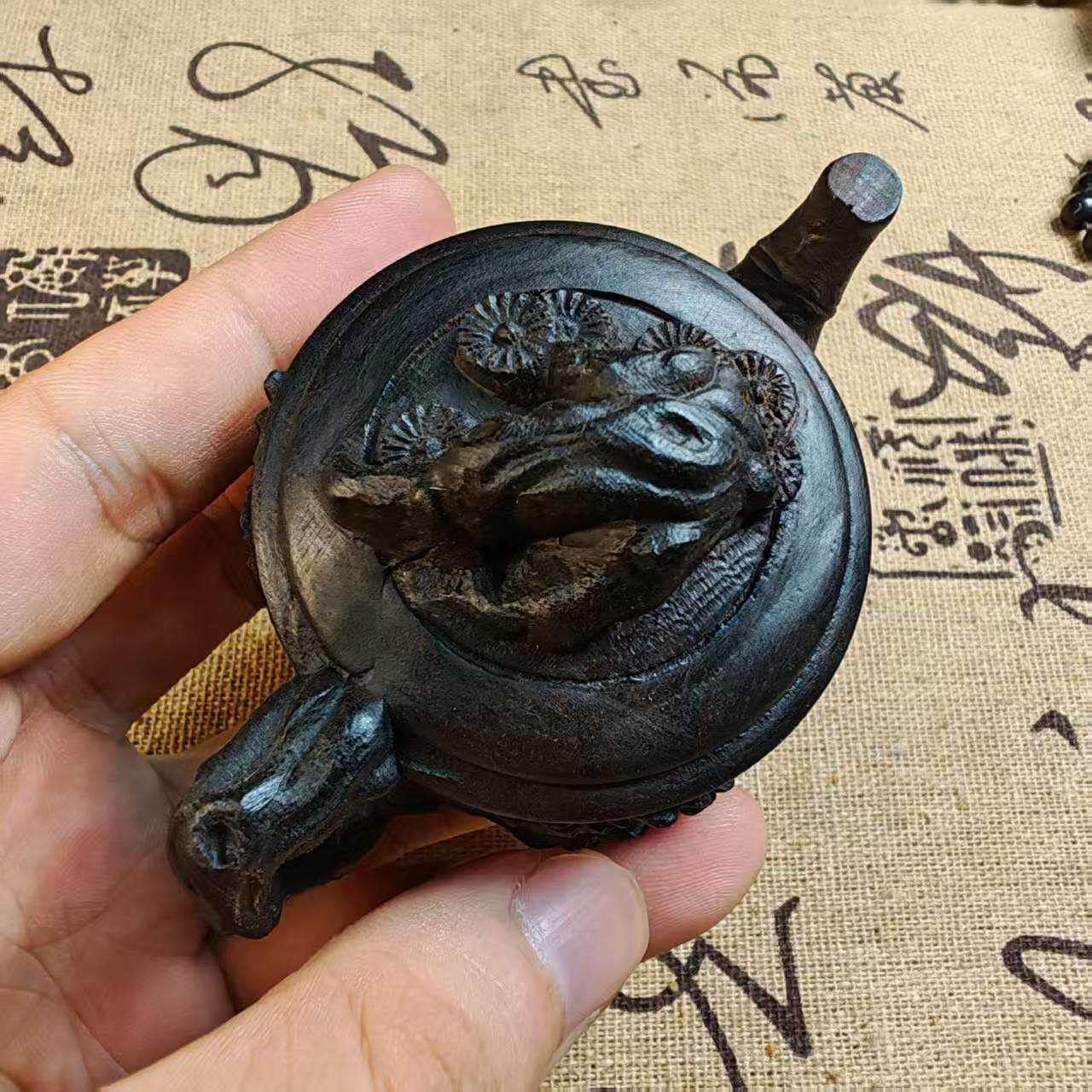 沉香木雕刻把把壶手把玩整木雕刻熬梅把把壶文玩桌面摆件工艺品