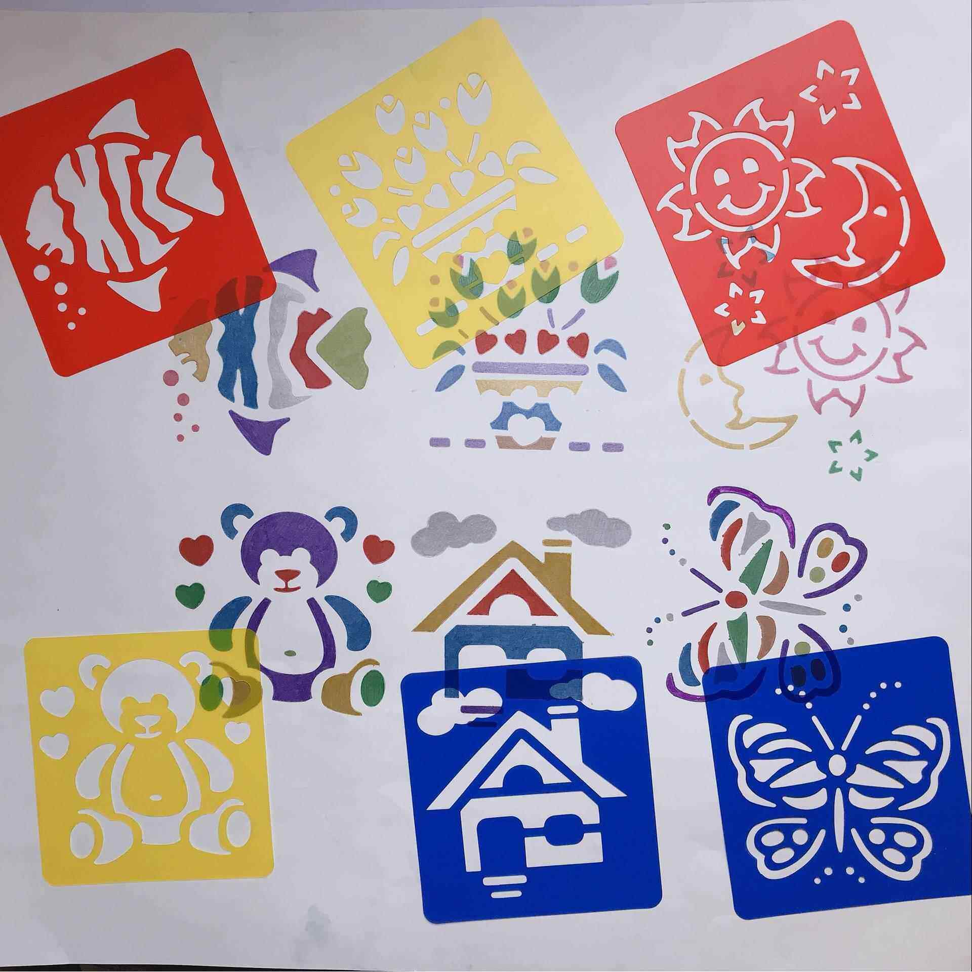 彩色儿童绘画模板pp镂空画板圣诞模版手抄报DIY创意创意绘画模板