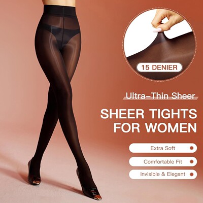 Glow Nylon Tights Silky Smooth Control Top Sheer Pantyhose