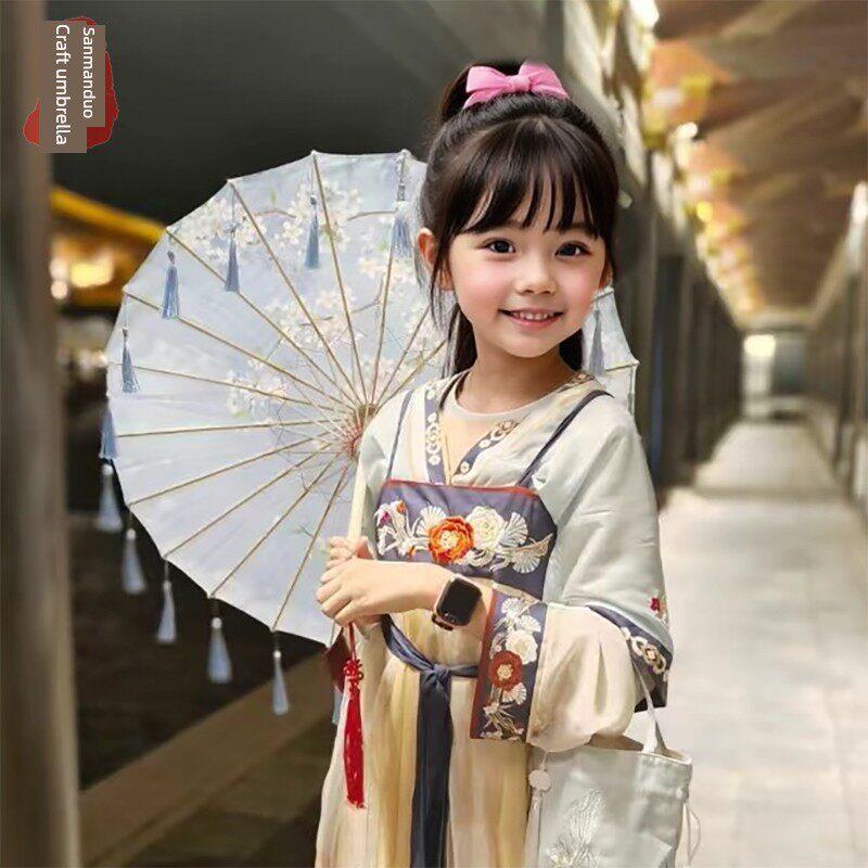古风流苏绸布伞女拍照汉服伞舞蹈伞古典古装道具伞油纸伞cos演出