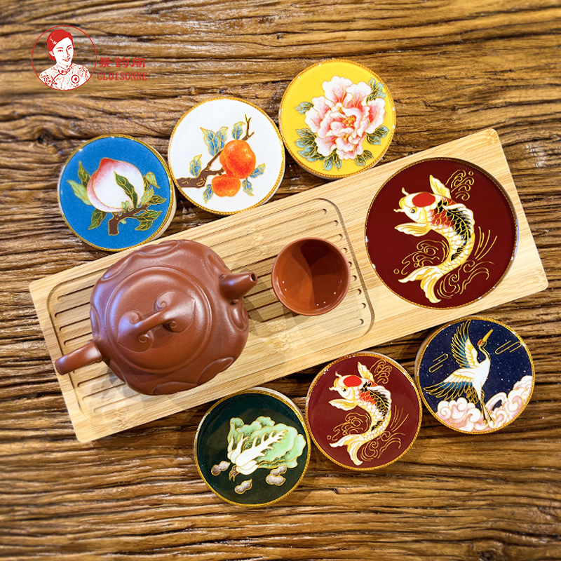 茶盘景韵阁掐丝珐琅画diy材料包金丝釉料茶具非遗手工 可搭配杯垫