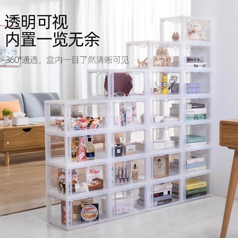 塑料球鞋展示收纳盒透明运动篮球四开门鞋柜高帮球鞋收藏展示鞋柜