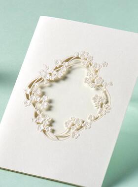 Paperwill原创时尚手写高级感ins风梅花浮雕商务礼品明信片贺卡