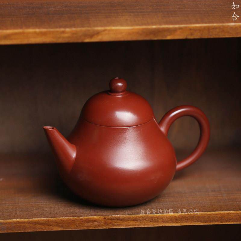 覆古 剑式梨壶 宜兴紫砂朱泥吴建强功夫茶壶手把壶出水断水好茶具