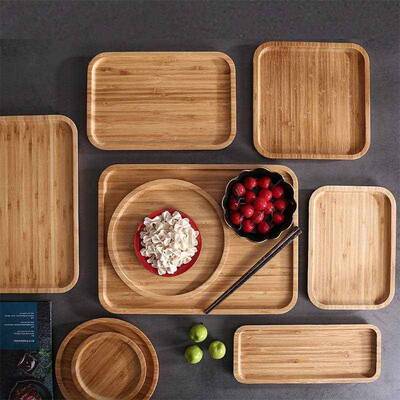 Wooden tray rectangular bamboo tray Dinner plate teacup tray