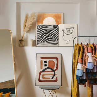 墙画画背景年北新款沙发欧风直播间网装饰画日出红客厅服装店2021