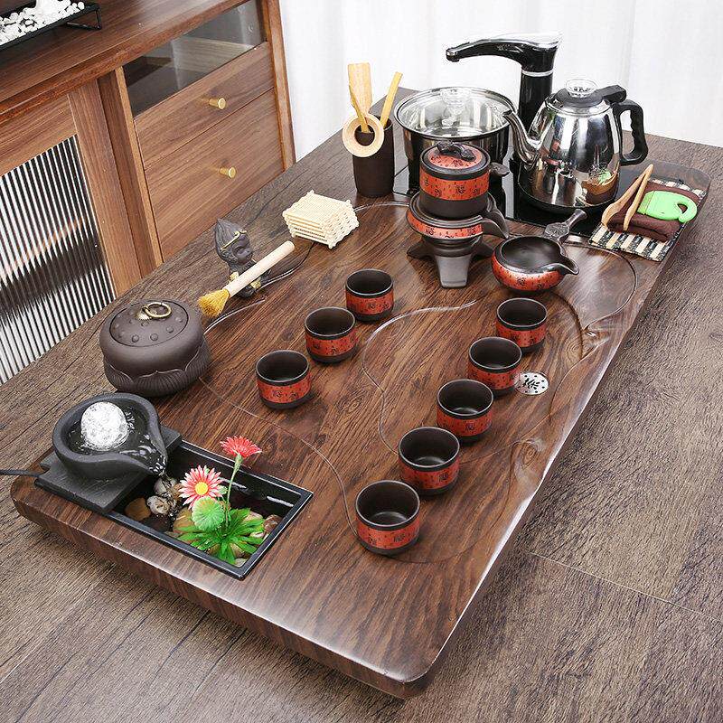 现代流水茶盘茶具套组茶道家用客厅茶盘茶台全自动功夫泡茶器整套