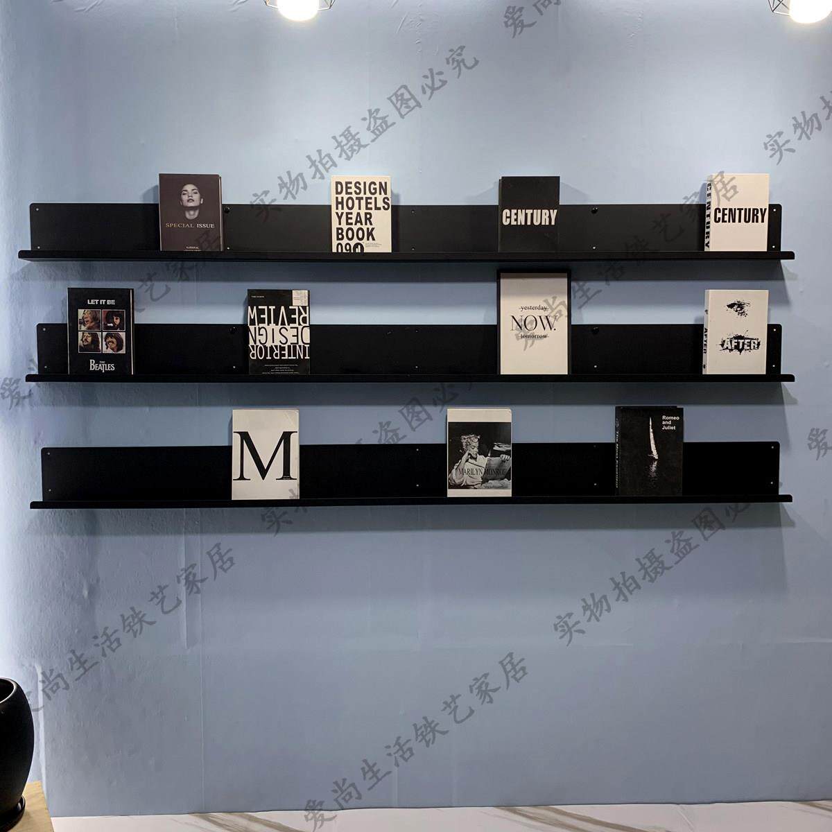 北欧铁艺壁挂一字隔板墙面展会资料架简约宣传杂志架书报刊架置物