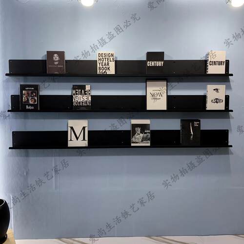 北欧铁艺壁挂一字隔板墙面展会资料架简约宣传杂志架书报刊架置物
