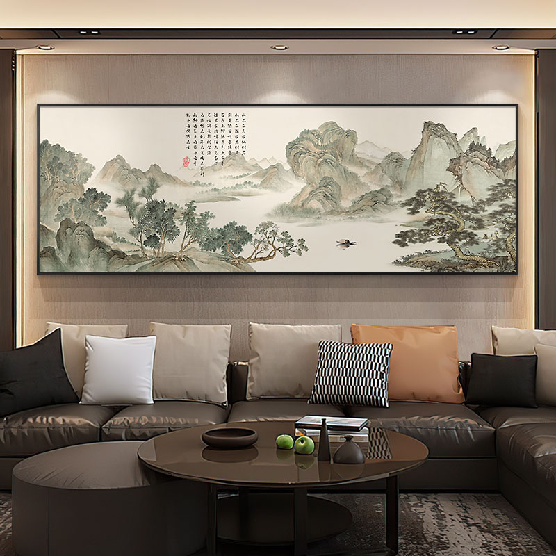 新品山水画新中式茶室客厅画大气沙发背景墙挂画办公室装饰画风景