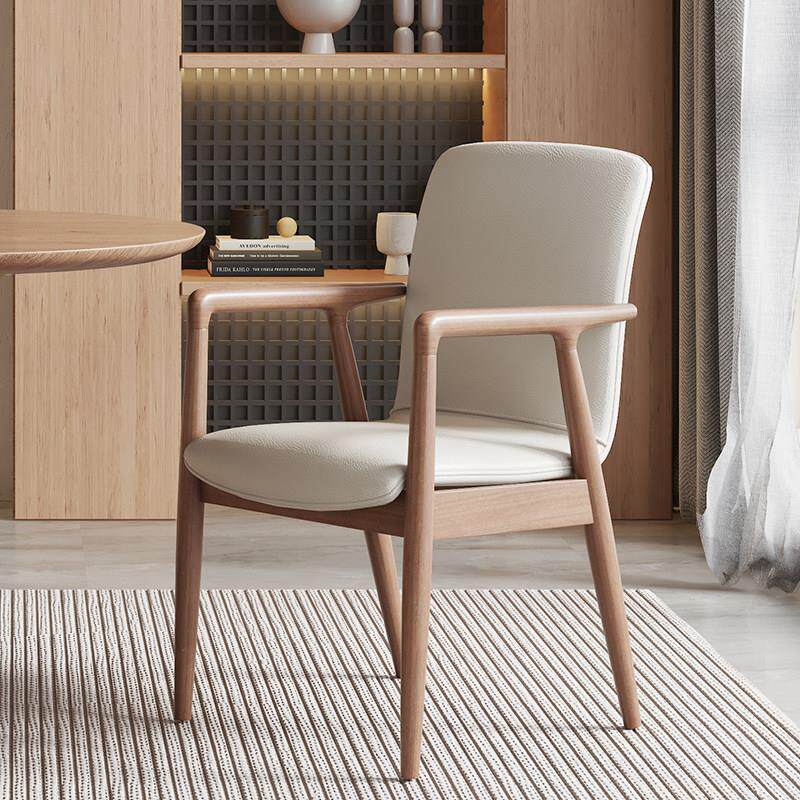 北欧实木覆古现代简约餐椅饭厅皮布艺靠背椅扶手书桌椅子咖啡椅