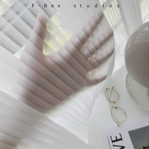 FBox窗帘透光不透人雪纺白纱客厅阳台光影纱条纹纱梦幻竖百叶纱帘