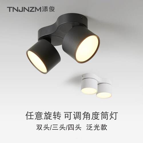 LED无主灯客厅三头四头方形泛光北欧创意可调角三色变光双头筒灯