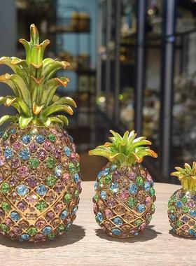 满钻合金凤梨摆件家居创意珐瑯彩色工艺礼品摆饰贺礼商务礼品摆件