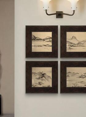 法式民风中古画组合挂新中YZ202411式宿酒店客厅玄关卧室床头山水