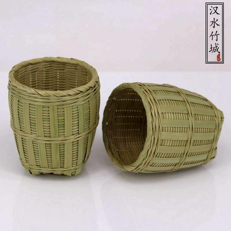 手工竹编迷你小箩筐茶漏滤茶器竹青皮精编竹篓创意把玩收藏工艺礼