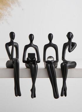 创意简约时尚高级坐姿人物摆件家居客厅酒柜电视柜玄关树脂摆件