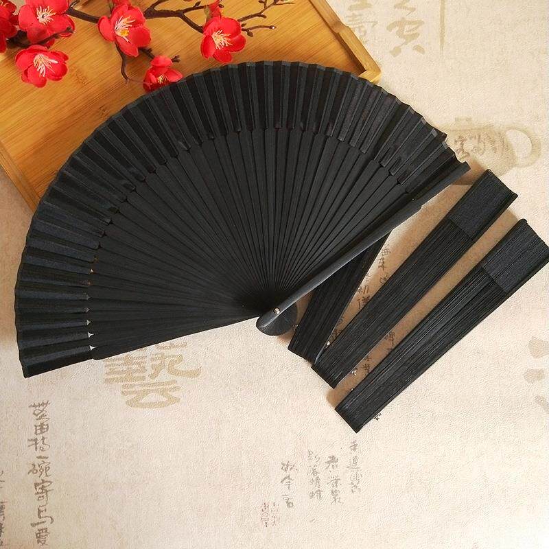 烤漆全黑色扇子中国风女士折扇古风古典舞蹈扇工艺扇亚马逊爆款扇