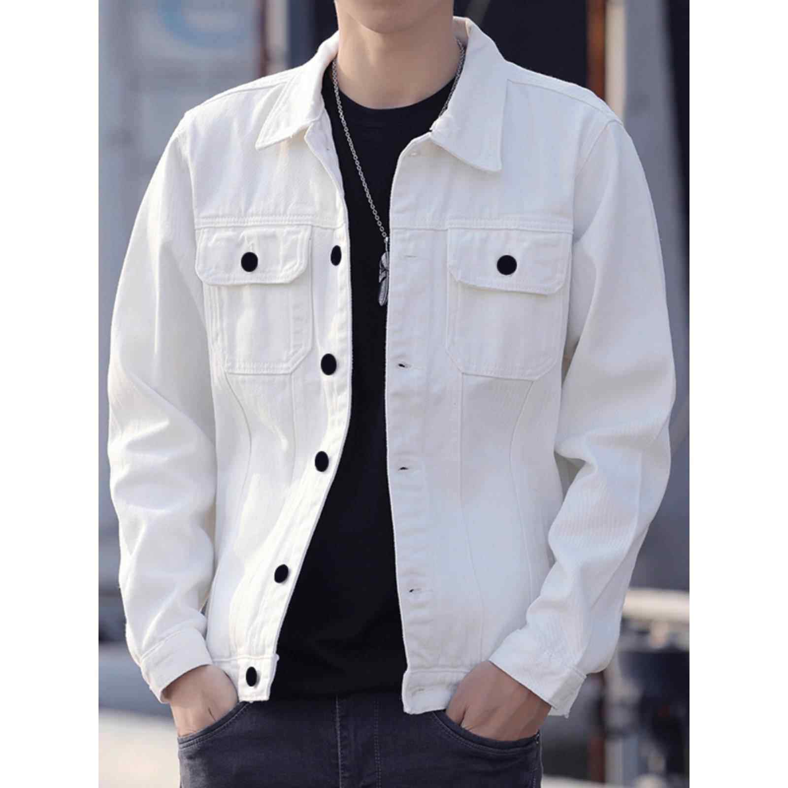 潮牌1313休闲春秋季新款白色外套男士修身牛仔大码夹克衣男款褂子