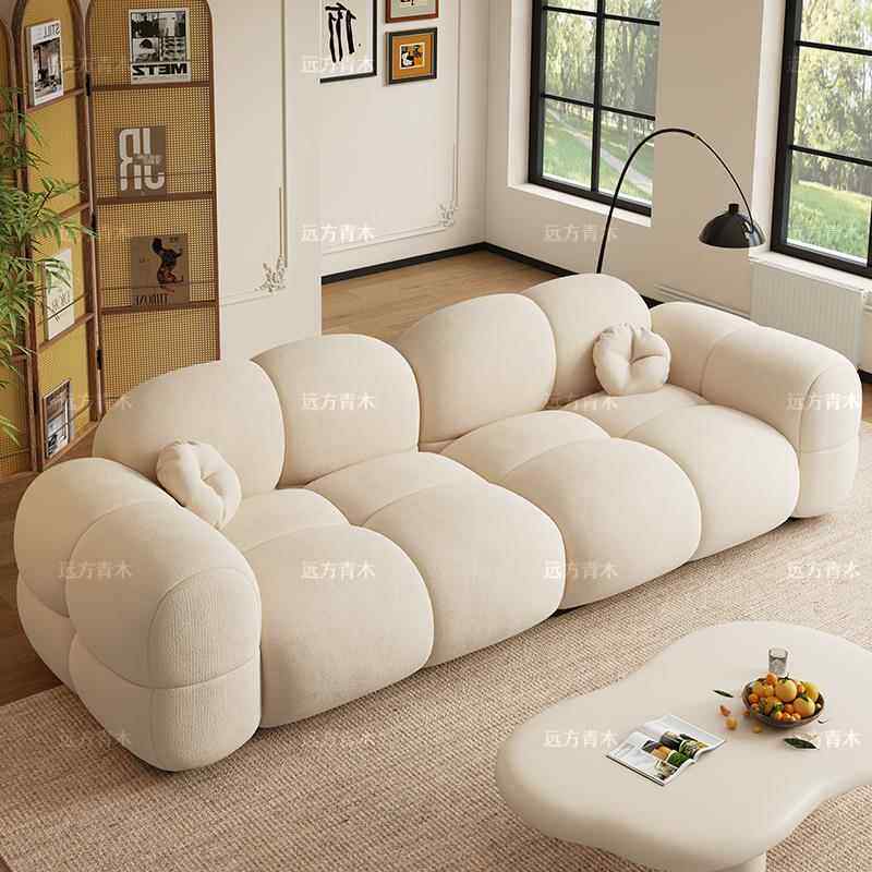 奶油风ins果冻沙发客厅大小户型出租屋公寓民宿直排泡芙布艺沙发,住宅家具,布艺沙发,淘宝优惠券,粉丝福利购,淘宝优惠卷