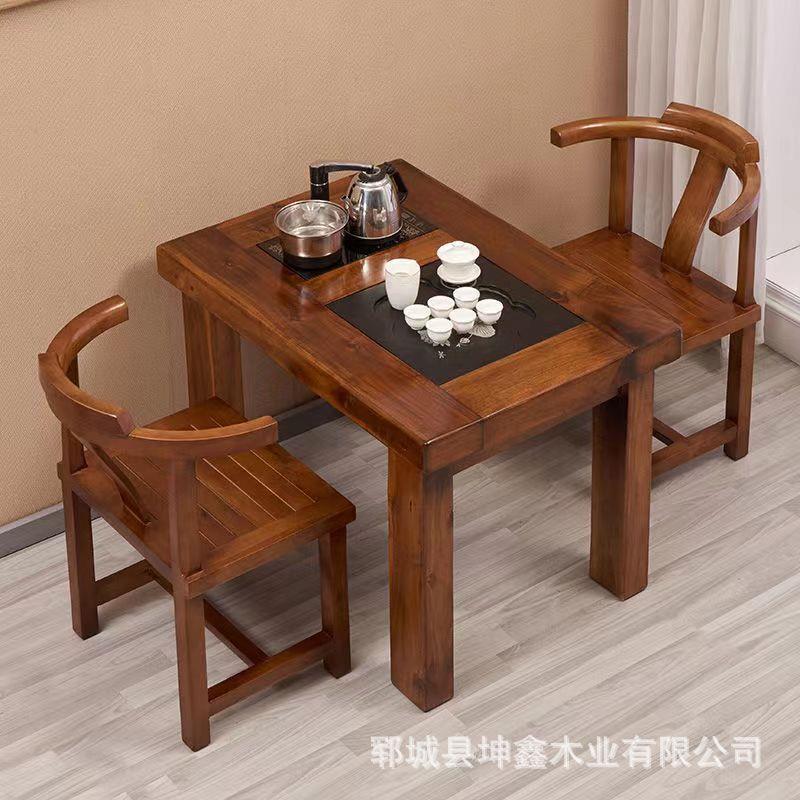 老榆木茶台木质办公室 功夫泡茶家用小型泡茶台客厅阳台榆木茶桌