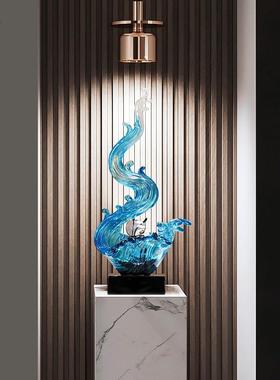 现代风生水起抽象艺术雕塑电视柜摆件客厅玄关酒柜装饰品高端大气