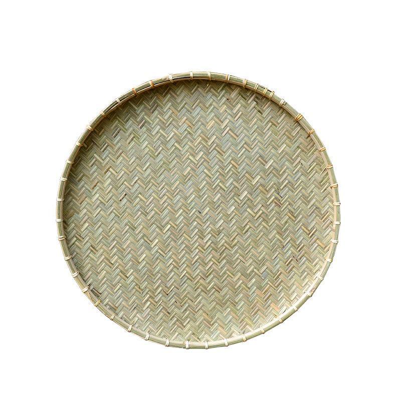 竹编制品圆簸箕农家竹筛子编织竹匾有孔家用手工竹青晾晒干货新款