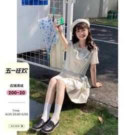 夏日和风铃熏风少女，夏季复古甜美学院，短袖低腰jk制服连衣裙