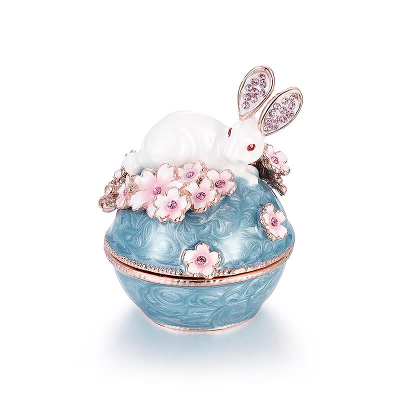 正品日本Pica纳ls兔子樱花耳钉戒指盒首饰盒链小饰手收盒情人节品