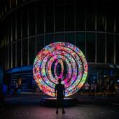 不锈钢球雕塑镂空发光花球圆球魔方地球仪房地产社区景观定制灯具