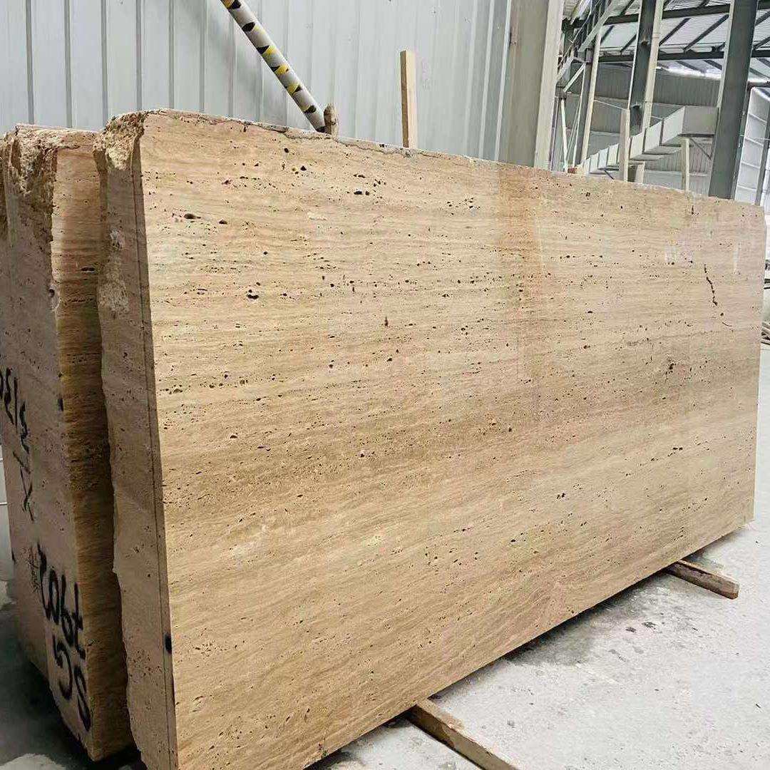 米黄洞石 未刷胶机切面原石面洞石机切面皮革面黄木纹碎石