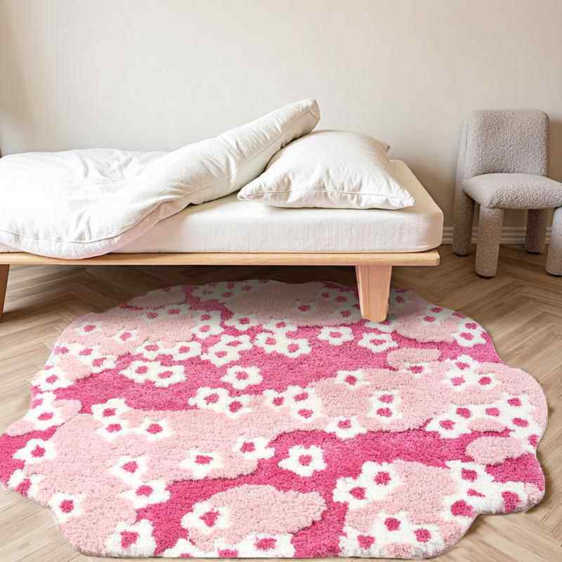 卧室可爱GPK爆款轻磨奢田园风耐耐脏植地毯家水用客厅卫绒生间吸