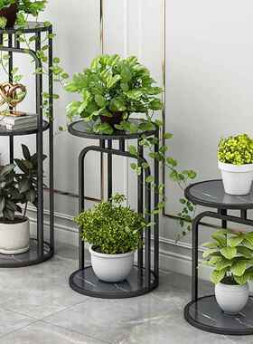 阳台铁艺花架置物架室装饰植物盆内栽摆放架架厅落地双层客ZAW花