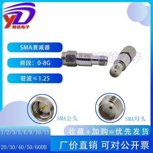 sma衰减器0-8G2.45.8G6Gsma公转母1DB2345152030405060低衰减测试
