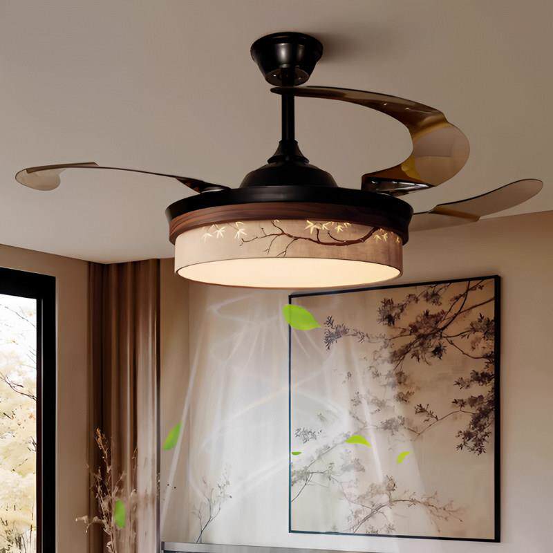 宋代美学饭厅风扇吊灯中式圆形客厅卧室饭店包厢禅意茶室气氛灯具