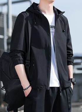 山东即墨卫衣男款2026新款外套春秋薄款中年男士夹克带帽显瘦修身