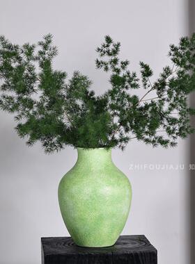 简约绿色陶瓷花瓶高级感2026热卖法式大口径水培花器客厅装饰摆件