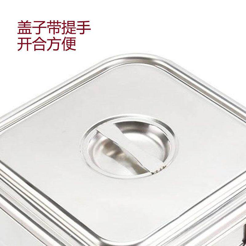 不锈钢桶长方形加厚方形家用带盖储物装水装油多功能不锈钢方形桶 - 实物图