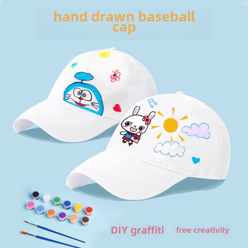 手绘鸭舌帽亲子活动绘画棒球帽子涂鸦创意儿童diy手工美术材料包