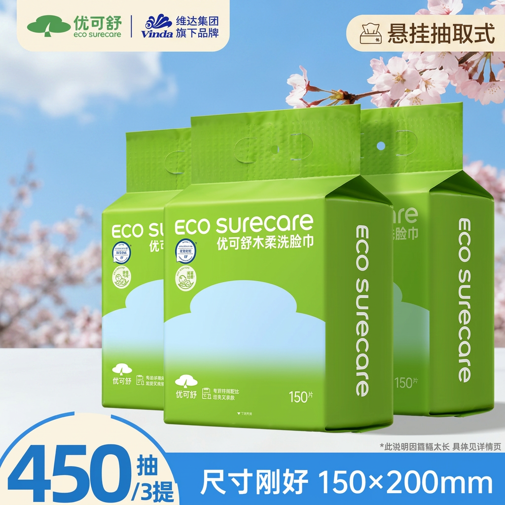 优可舒悬挂式洗脸巾一次性抽取纯棉母婴宝宝擦脸卸妆棉柔巾洁面巾